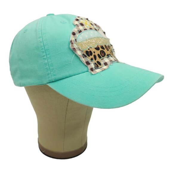 Adams Embroidery Applique Baby Crib Tuck Strap Teal Cap Star Animal Print Hat - Picture 3 of 13